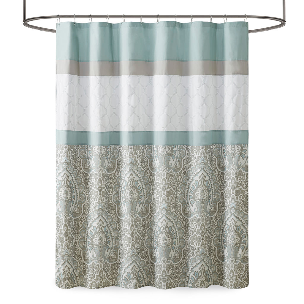Printed and Embroidered Shower Curtain