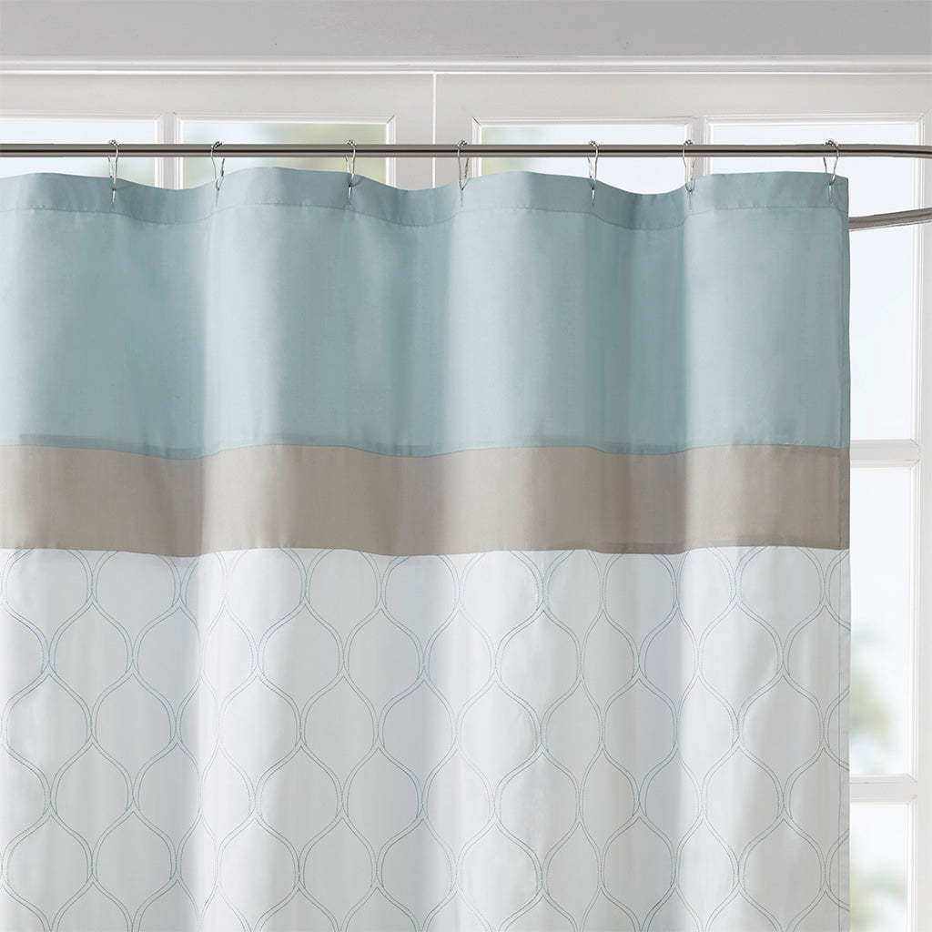 Printed and Embroidered Shower Curtain