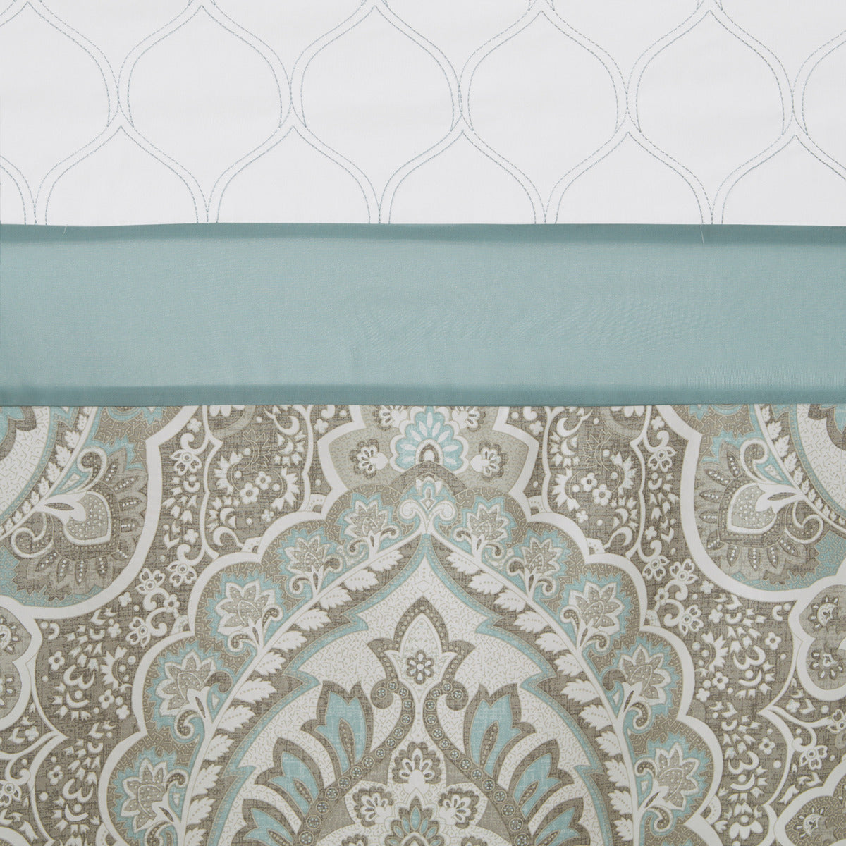 Printed and Embroidered Shower Curtain