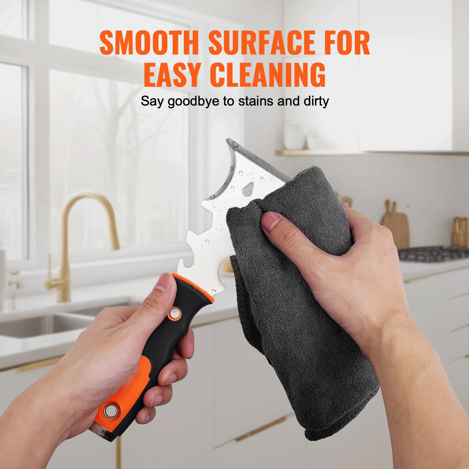 6PCS Drywall Knife Set , Stainless Steel Paint Scraper Putty Knife 3'' 4'' 6'' 8'' 12'' with Mud Pan