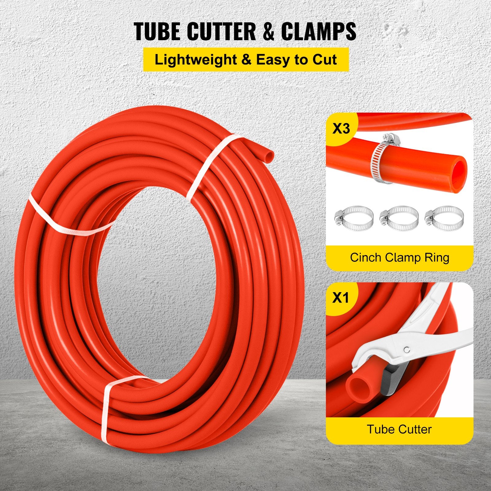Oxygen Barrier 1/2 Inch 300 Feet Tube Coil EVOH PEX-B Pipe, for Residential Commercial Radiant Floor Heating, Red
