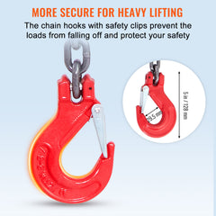 Chain Sling, 11000 lbs Weight Capacity, 5/16'' x 5' G80 Lifting Chain with Grab Hooks, DOT Certified, Blackening Coating Manganese Steel & Adjustable Length, for Dock Factory Construction Site