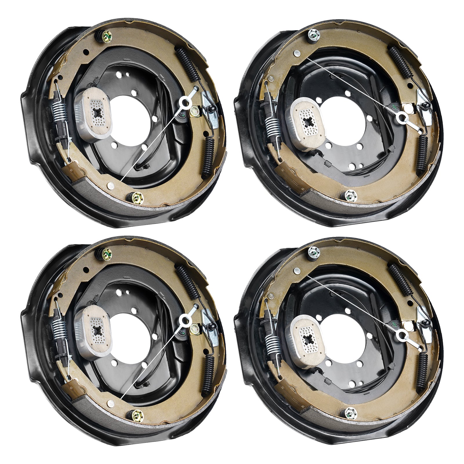 Electric Trailer Brake Assembly, 12" x 2", 2 Pairs Self-Adjusting Electric Brakes Kit for 7000 lbs Axle, 5-Hole Mounting, Backing Plates for Braking System Part Replacement (2 Right + 2 Left)