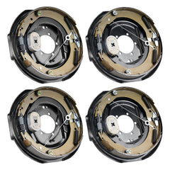 Electric Trailer Brake Assembly, 12" x 2", 2 Pairs Self-Adjusting Electric Brakes Kit for 7000 lbs Axle, 5-Hole Mounting, Backing Plates for Braking System Part Replacement (2 Right + 2 Left)