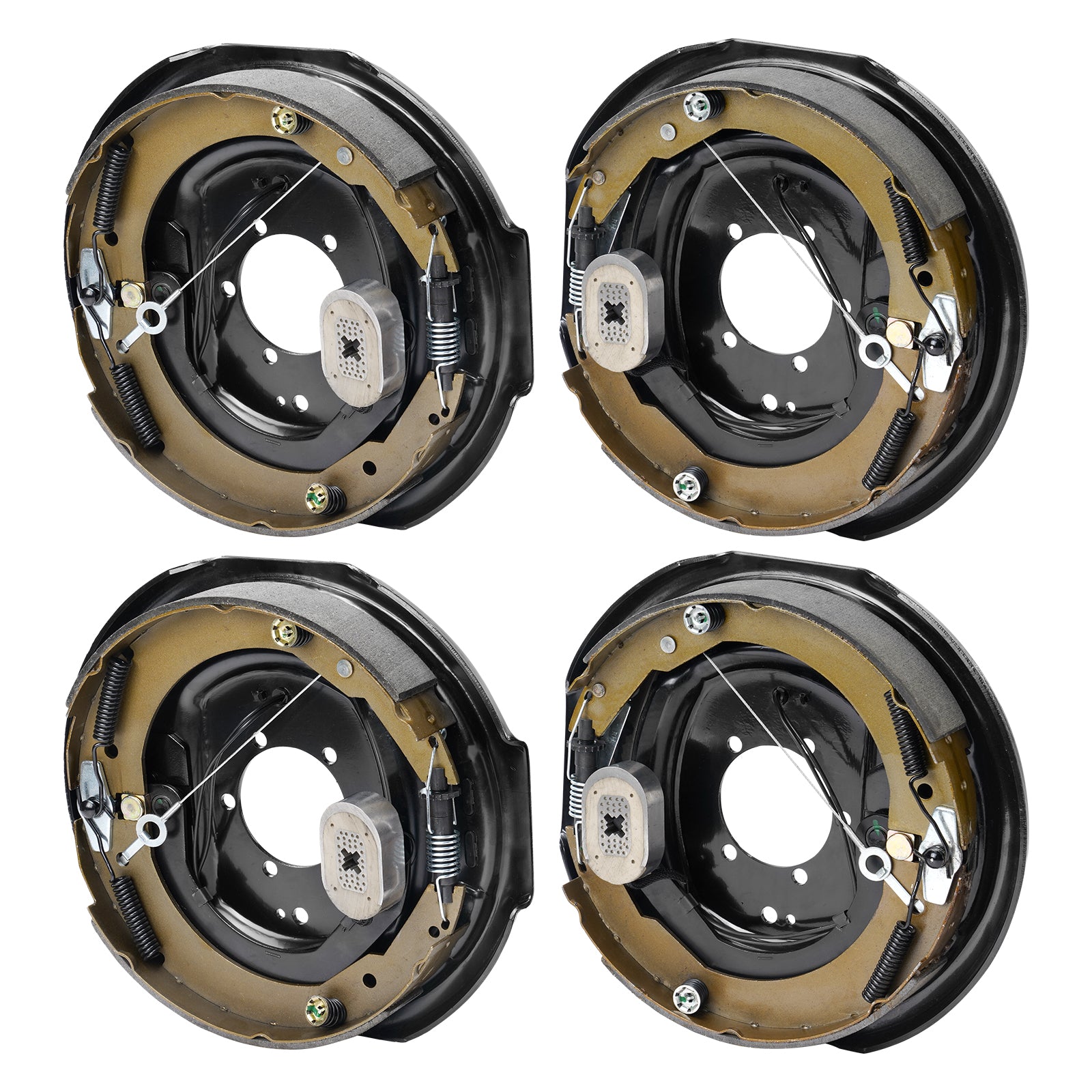 Electric Trailer Brake Assembly, 12" x 2", 2 Pairs Self-Adjusting Electric Brakes Kit for 7000 lbs Axle, 5-Hole Mounting, Backing Plates for Braking System Part Replacement (2 Right + 2 Left)