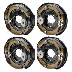 Electric Trailer Brake Assembly, 12" x 2", 2 Pairs Self-Adjusting Electric Brakes Kit for 7000 lbs Axle, 5-Hole Mounting, Backing Plates for Braking System Part Replacement (2 Right + 2 Left)