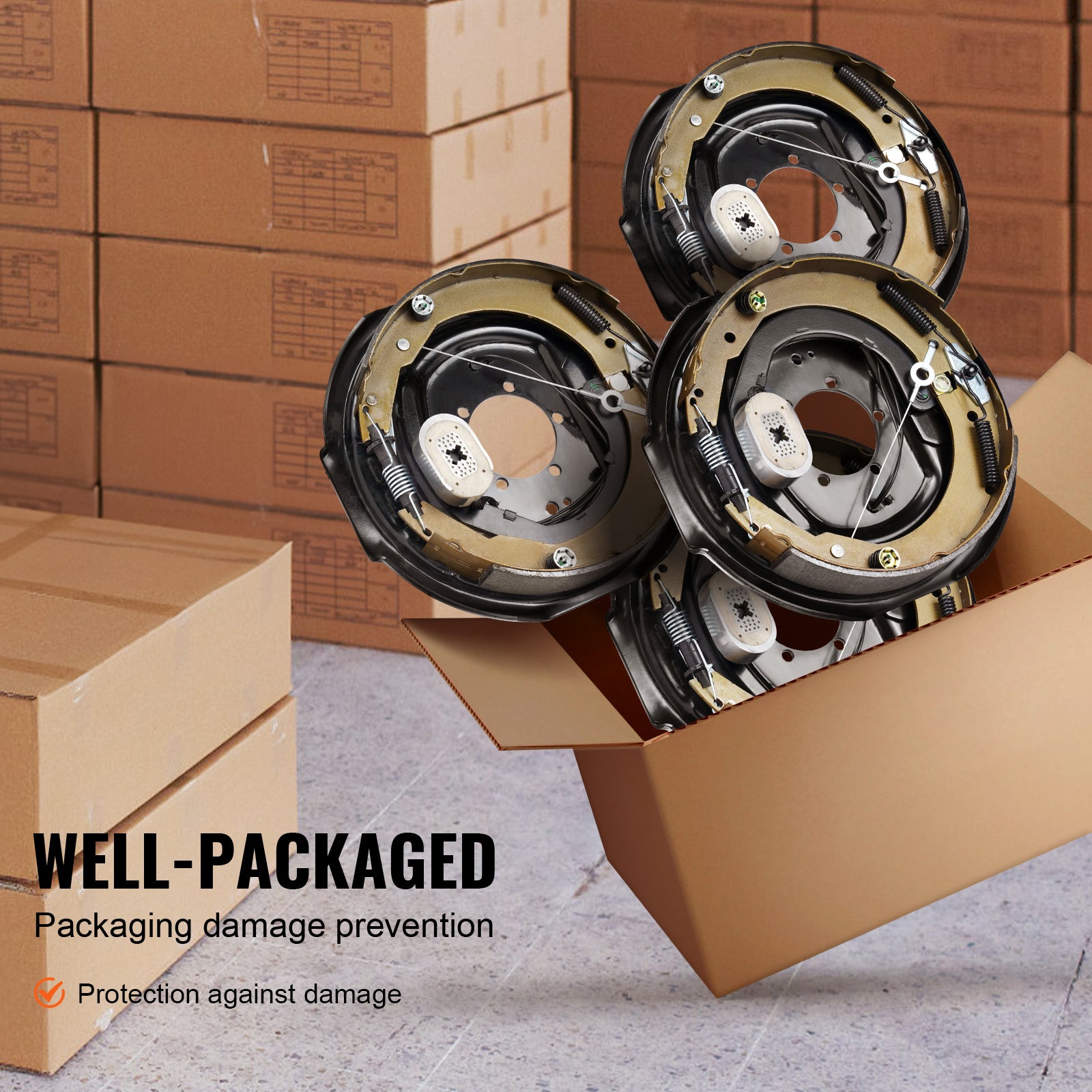Electric Trailer Brake Assembly, 12" x 2", 2 Pairs Self-Adjusting Electric Brakes Kit for 7000 lbs Axle, 5-Hole Mounting, Backing Plates for Braking System Part Replacement (2 Right + 2 Left)