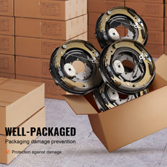 Electric Trailer Brake Assembly, 12" x 2", 2 Pairs Self-Adjusting Electric Brakes Kit for 7000 lbs Axle, 5-Hole Mounting, Backing Plates for Braking System Part Replacement (2 Right + 2 Left)