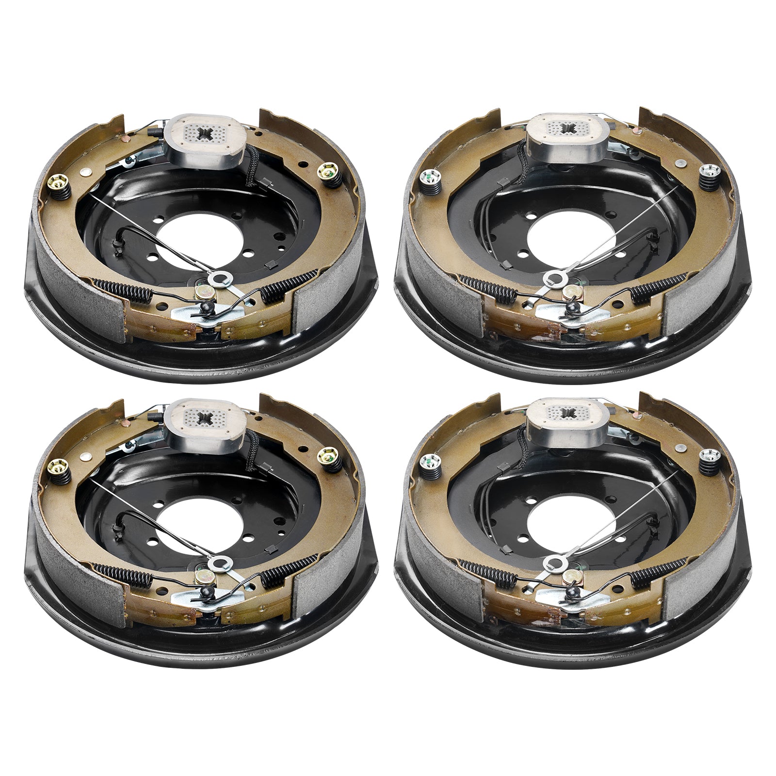 Electric Trailer Brake Assembly, 12" x 2", 2 Pairs Self-Adjusting Electric Brakes Kit for 7000 lbs Axle, 5-Hole Mounting, Backing Plates for Braking System Part Replacement (2 Right + 2 Left)