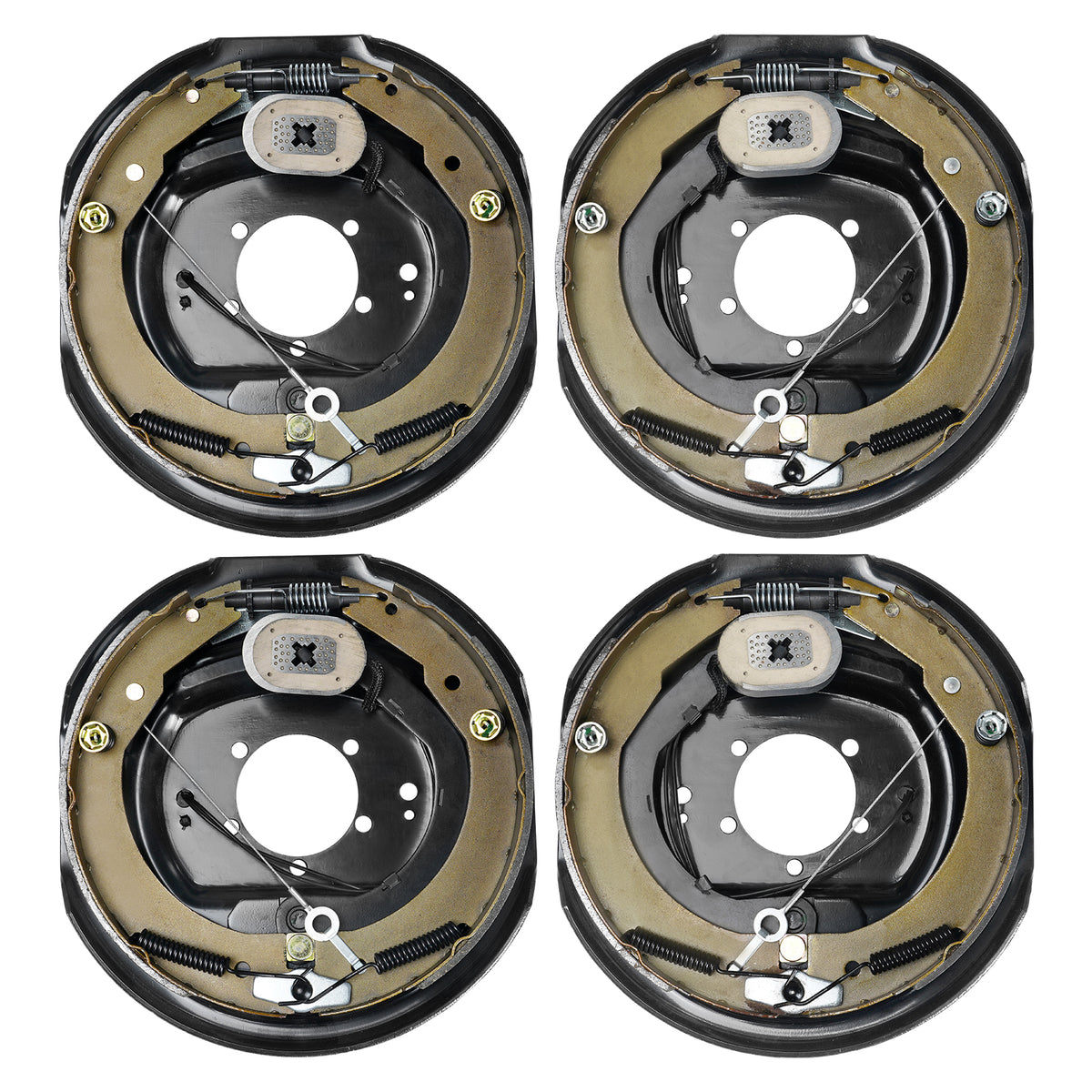 Electric Trailer Brake Assembly, 12" x 2", 2 Pairs Self-Adjusting Electric Brakes Kit for 7000 lbs Axle, 5-Hole Mounting, Backing Plates for Braking System Part Replacement (2 Right + 2 Left)