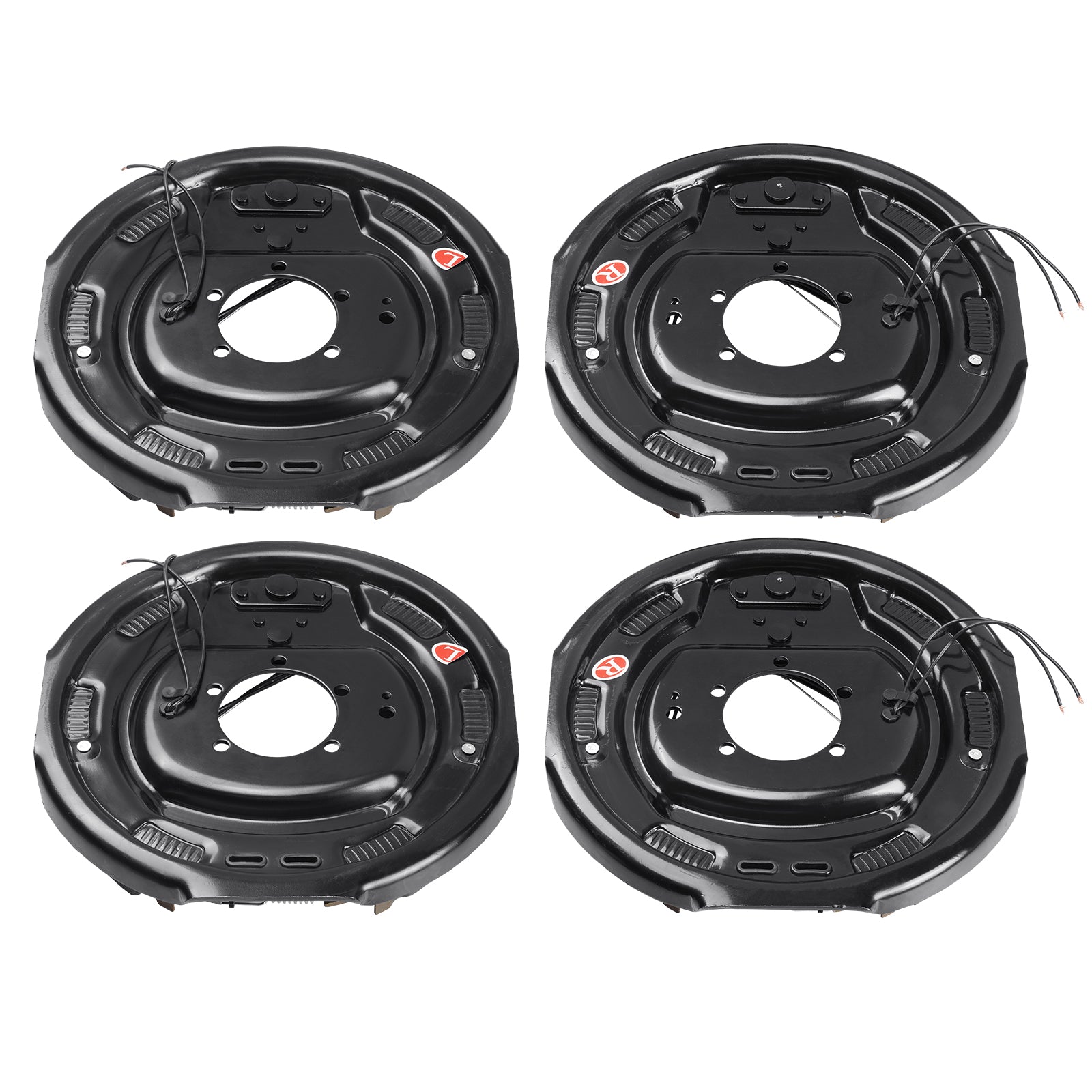 Electric Trailer Brake Assembly, 12" x 2", 2 Pairs Self-Adjusting Electric Brakes Kit for 7000 lbs Axle, 5-Hole Mounting, Backing Plates for Braking System Part Replacement (2 Right + 2 Left)