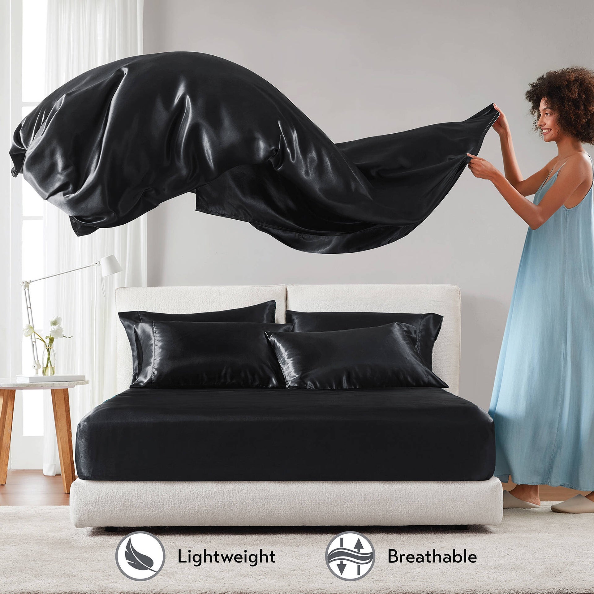 4 PCS Twin Luxury Sheet Set Black