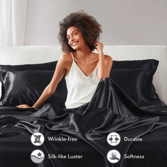 4 PCS Twin Luxury Sheet Set Black