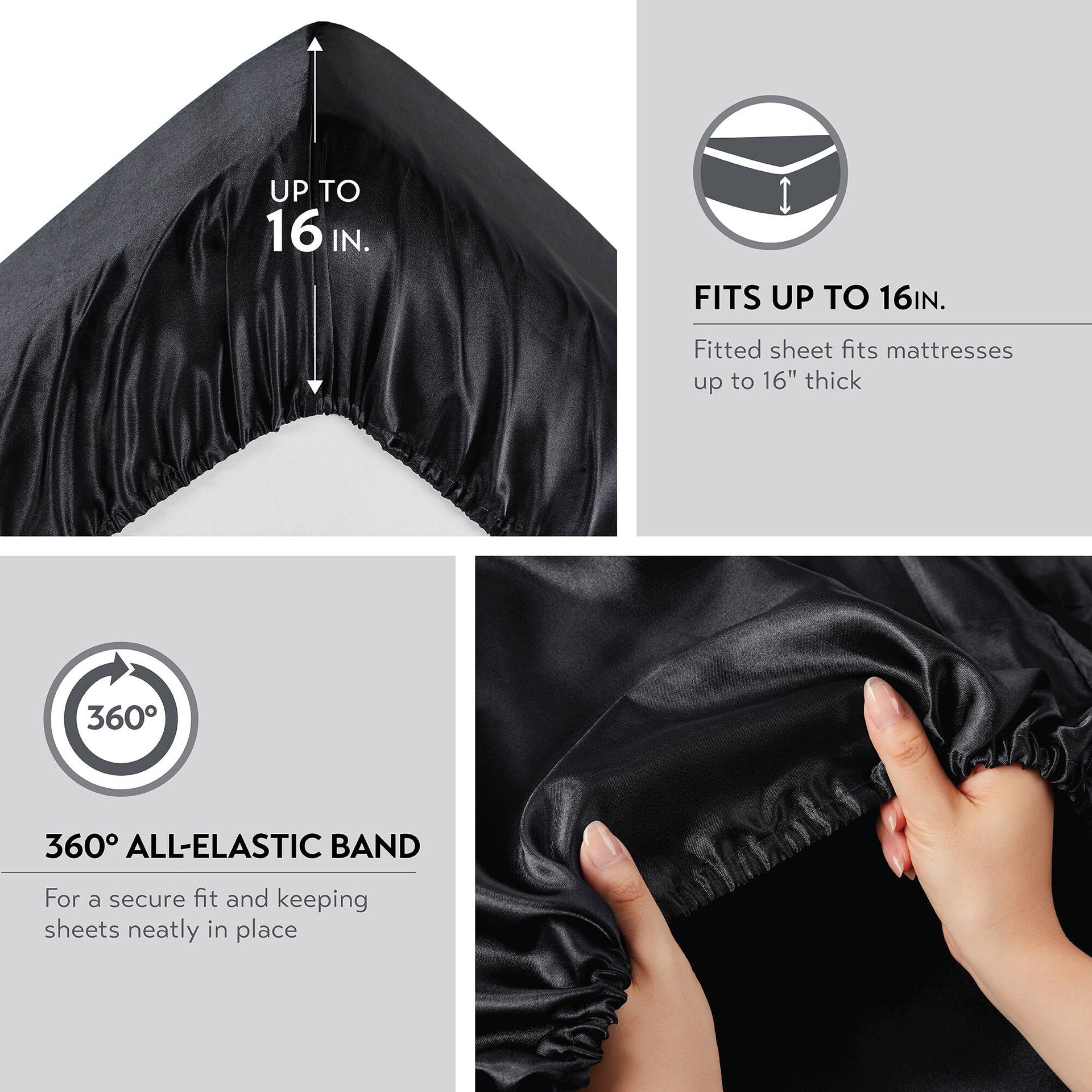 4 PCS Twin Luxury Sheet Set Black