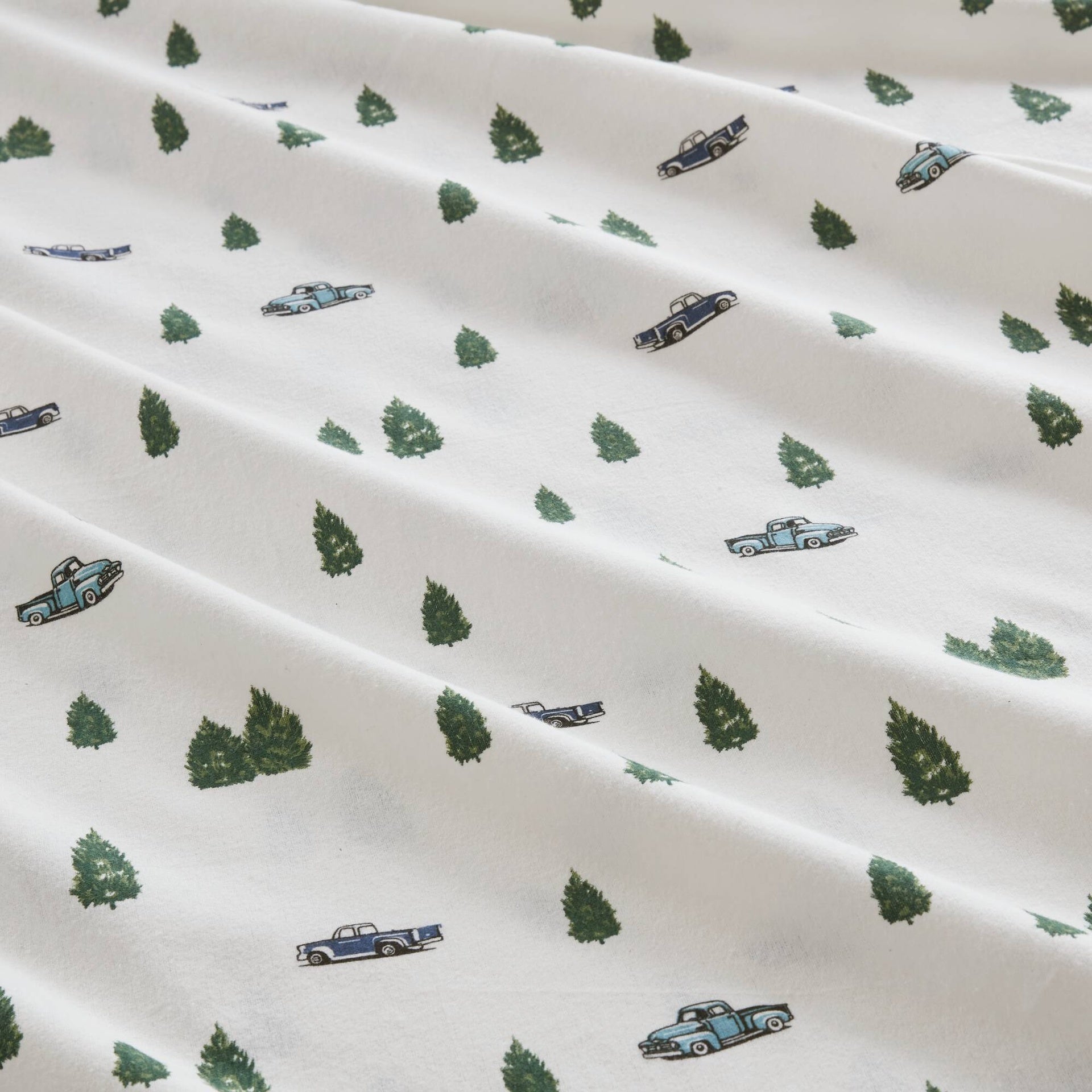 4 PCS Queen Sheet Set Green Trees & Trucks