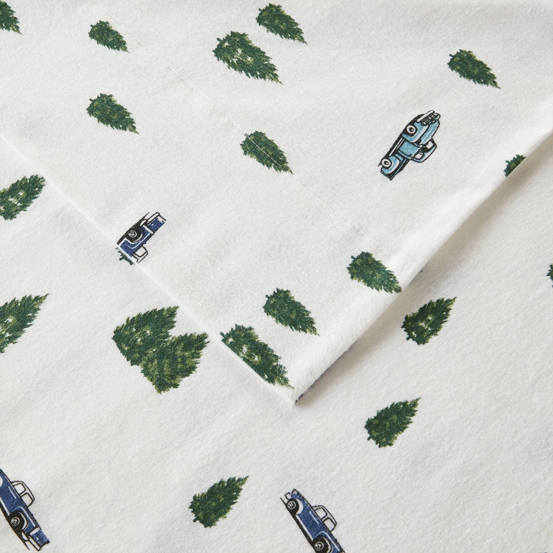 4 PCS Queen Sheet Set Green Trees & Trucks