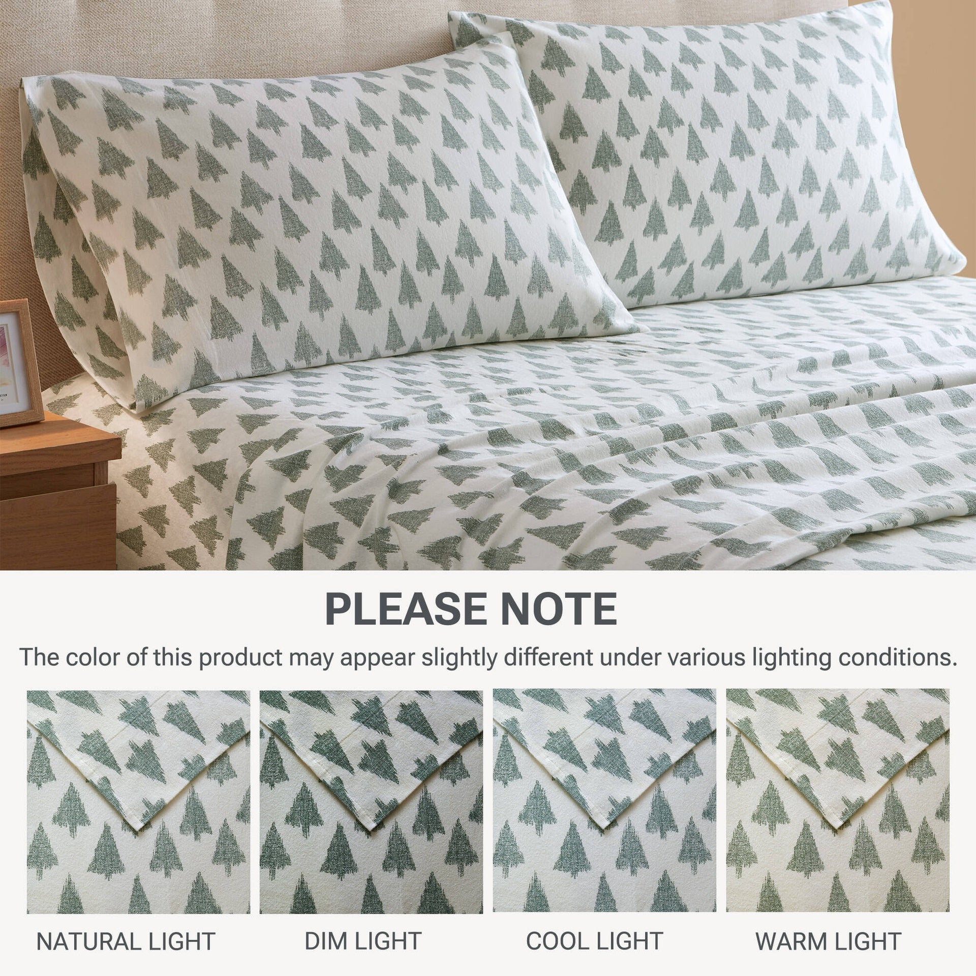 4-Piece Full 100% Cotton Flannel Printed Sheet Set,Ikat tree