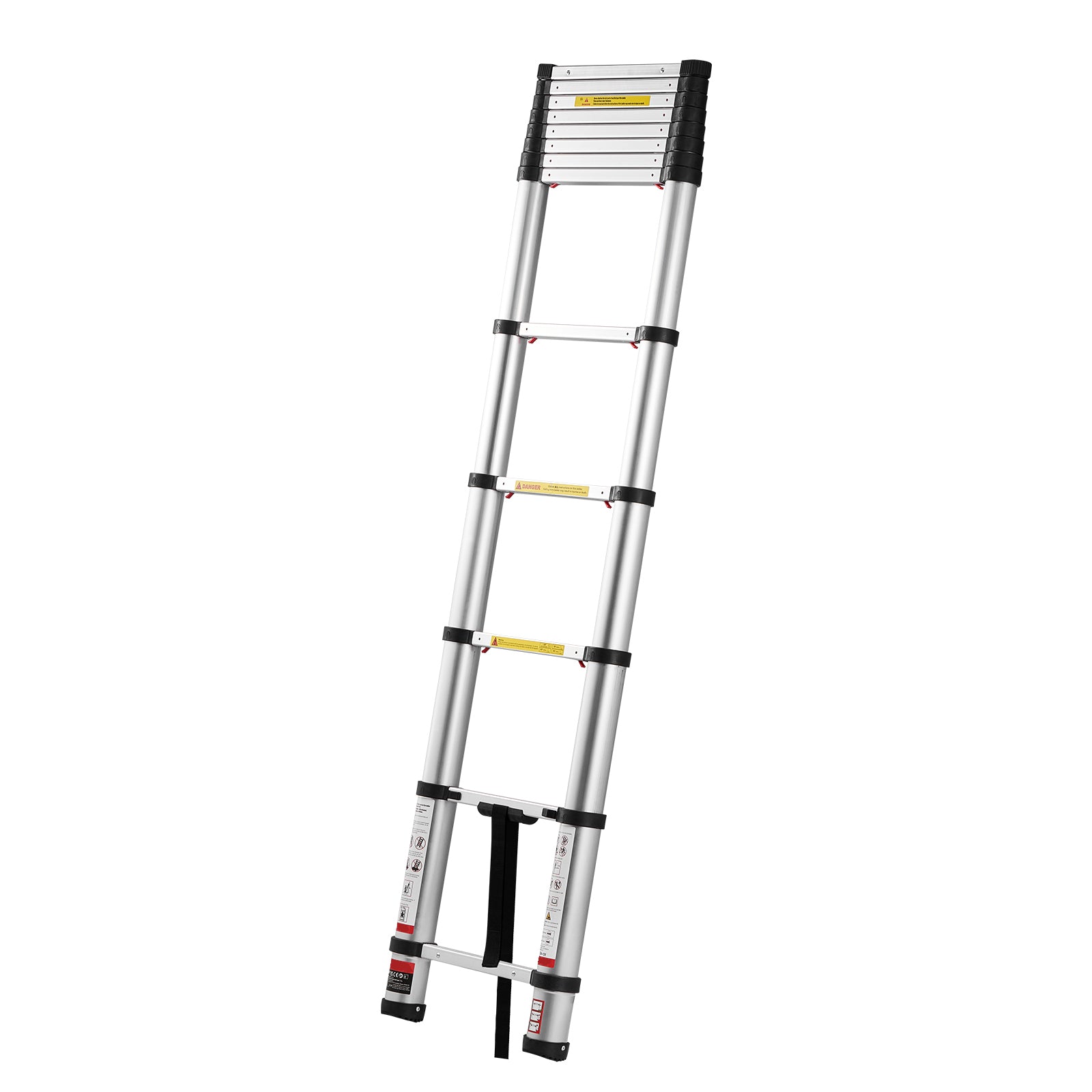 12.5ft Telescoping Ladder, Aluminum Lightweight Multi-Purpose Collapsible Extension, One-Touch Retraction Ladder, Heavy Duty 330LBS Max Capacity with Non-Slip Feet, for Home, Outdoor Work, Loft
