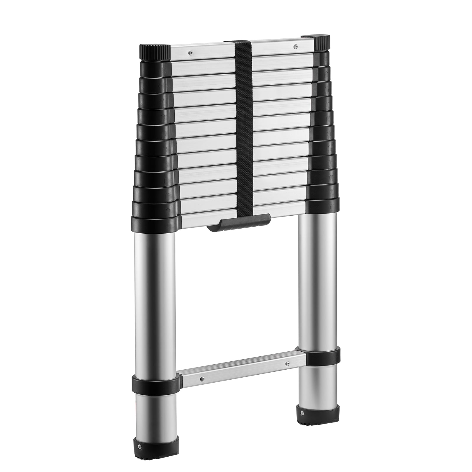 12.5ft Telescoping Ladder, Aluminum Lightweight Multi-Purpose Collapsible Extension, One-Touch Retraction Ladder, Heavy Duty 330LBS Max Capacity with Non-Slip Feet, for Home, Outdoor Work, Loft