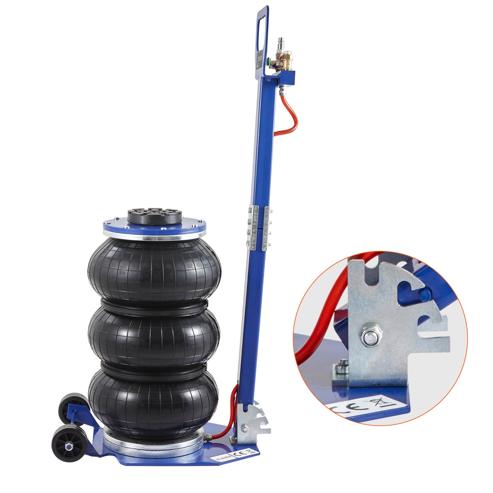 Air Jack, 3 Ton/6600 lbs Triple Bag Air Jack, Airbag Jack with Six Steel Pipes, Lift up to 17.7", 3-5 s Fast Lifting Pneumatic Jack, with Adjustable Long Handles for Cars, Garages, Repair (Blue)