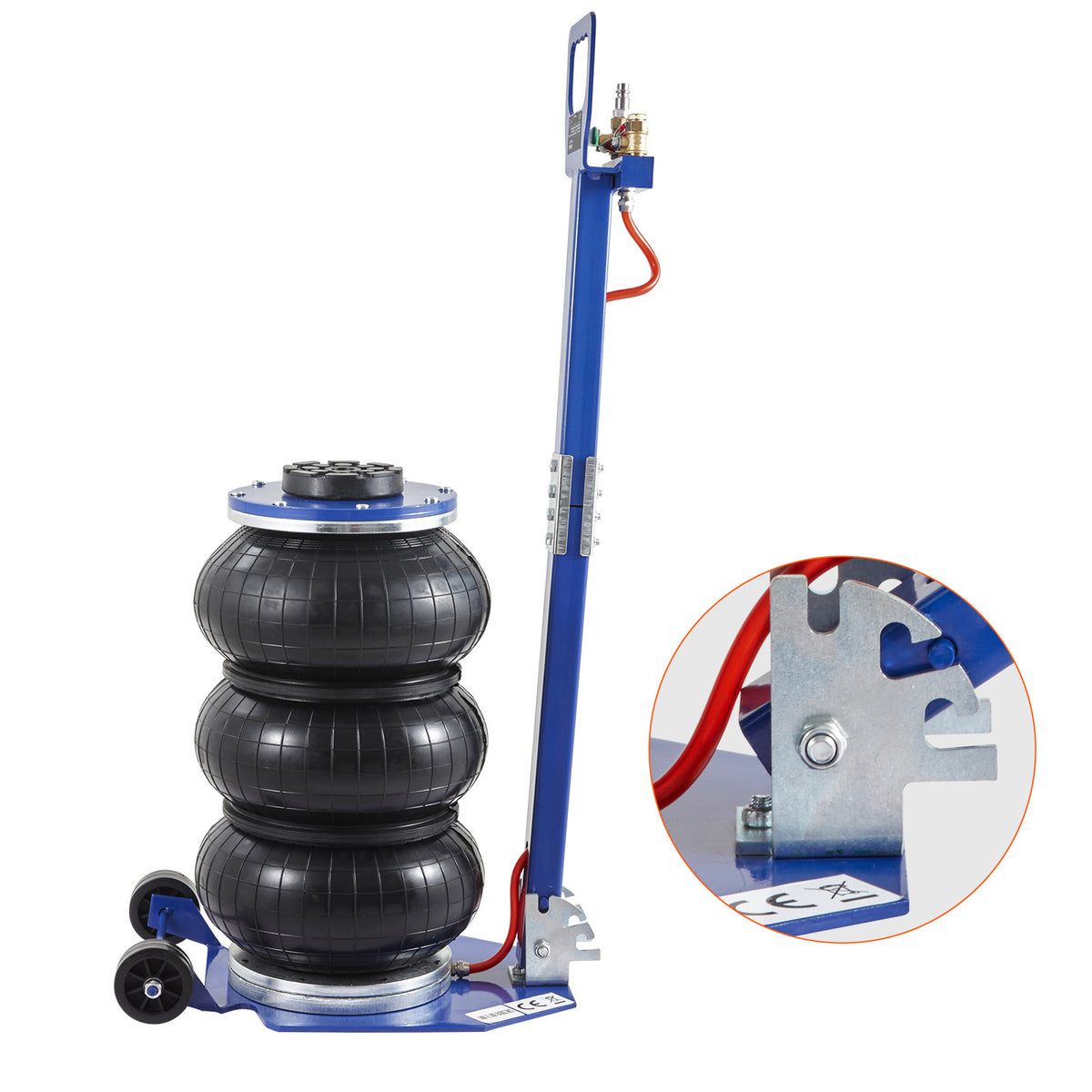 Air Jack, 3 Ton/6600 lbs Triple Bag Air Jack, Airbag Jack with Six Steel Pipes, Lift up to 17.7", 3-5 s Fast Lifting Pneumatic Jack, with Adjustable Long Handles for Cars, Garages, Repair (Blue)