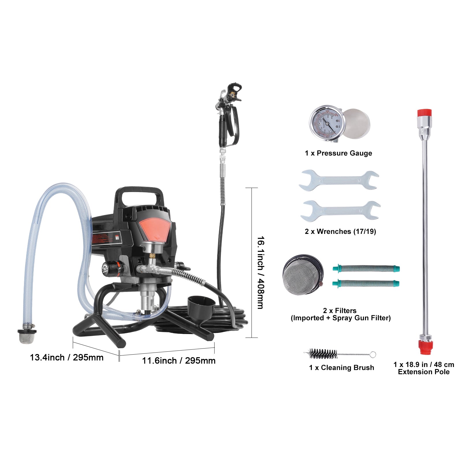 950W Stand Airless Paint Sprayer, 3000PSI High Efficiency Electric Airless Sprayer, Handheld Paint Sprayers for Home Interior and Exterior Furniture and Fences, Fine And Even Painting Effect