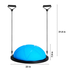 Half Exercise Ball Trainer, 23 inch Balance Ball Trainer, 660 lbs Capacity Stability Ball, Yoga Ball with Resistance Bands and Pump, Strength Fitness Ball for Home Gym, Full Body Workouts, Blue
