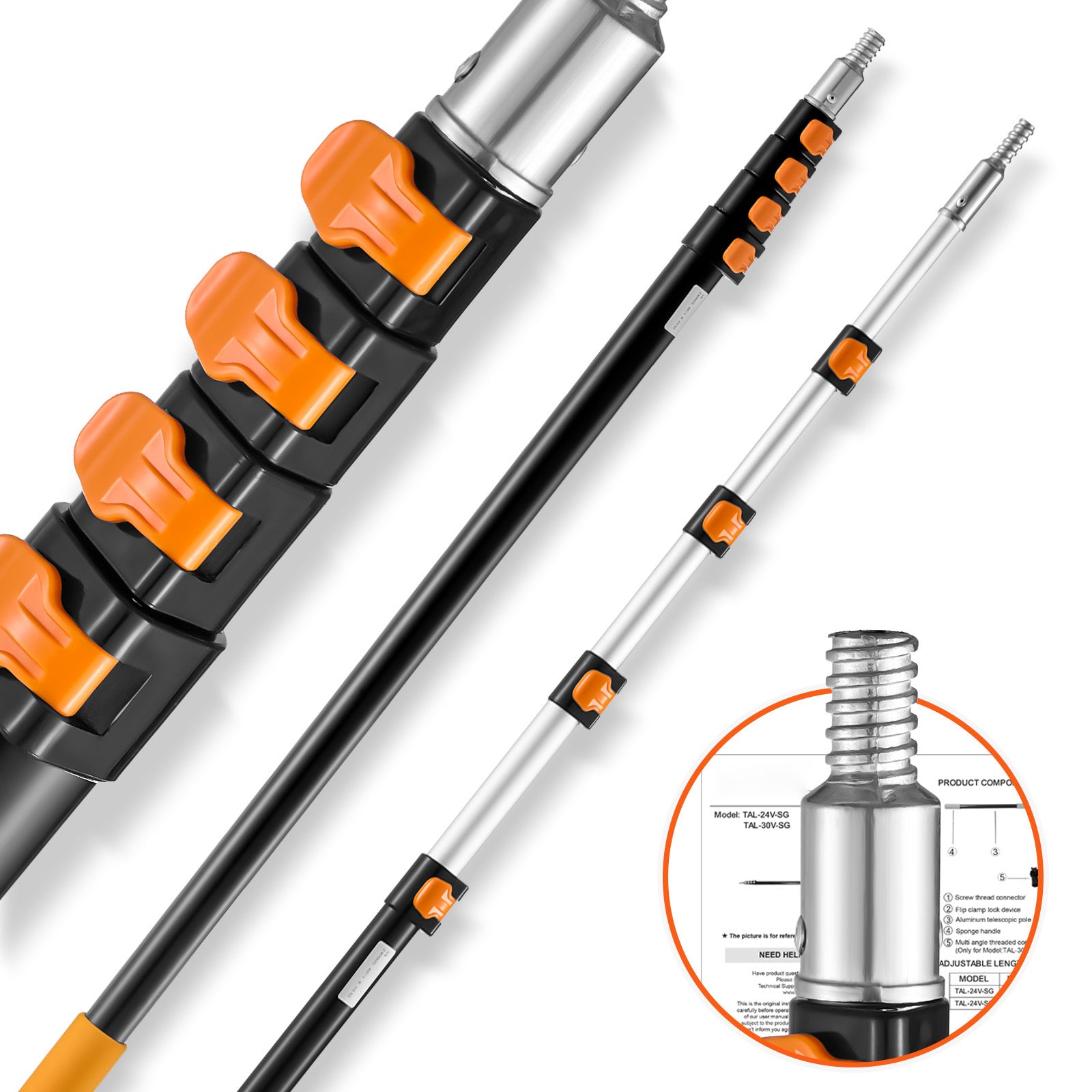 Telescoping Extension Pole 6 to 24 FT Multi-Purpose for Painting Dusting