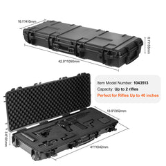 Tactical Range Case, Outdoor Tactical Hard Case with 3 Layers Fully-protective Foams, 42 inch lockable Hard Tactical Range Case with Wheels, IP67 Waterproof & Crushproof