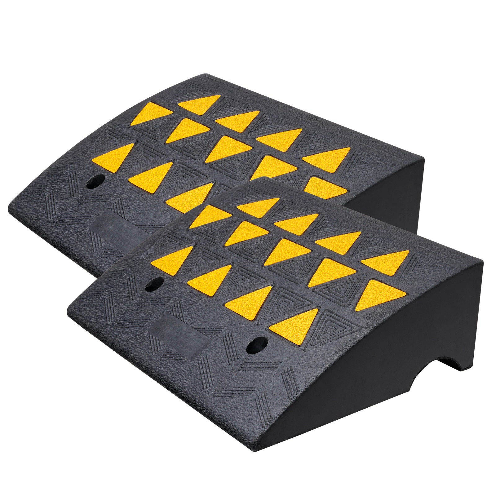 Rubber Curb Ramp 2 Pack, 6" Rise Height Heavy-Duty 33069 lbs/15 T Capacity Threshold Ramps, Driveway Ramps with Stable Grid Structure for Cars, Wheelchairs, Bikes, Motorcycles
