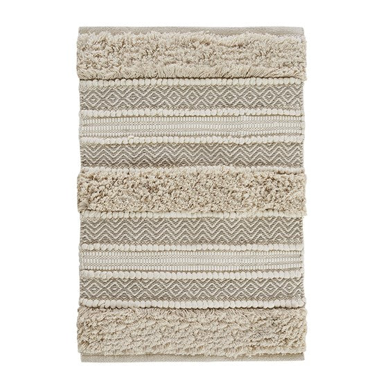 Woven Texture Stripe Bath Rug Natural 22x58"