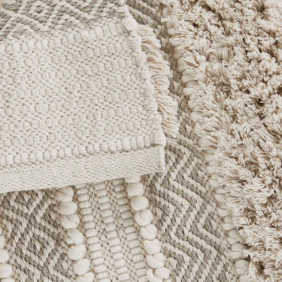 Woven Texture Stripe Bath Rug Natural 22x58"
