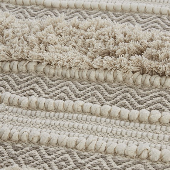 Woven Texture Stripe Bath Rug Natural 22x58"