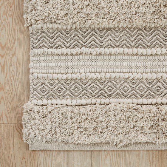 Woven Texture Stripe Bath Rug Natural 22x58"