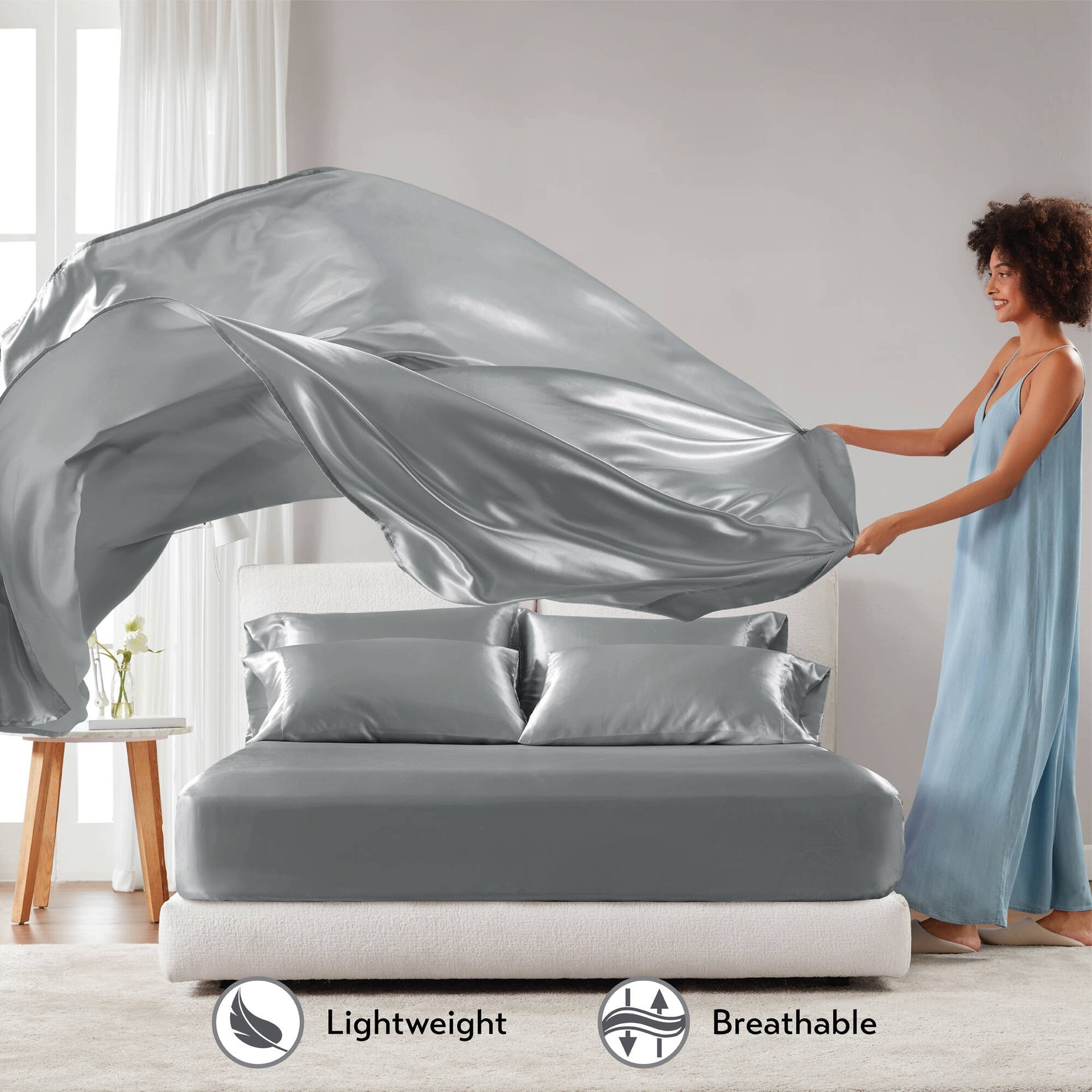 4 PCS Twin Luxury Sheet Set Grey