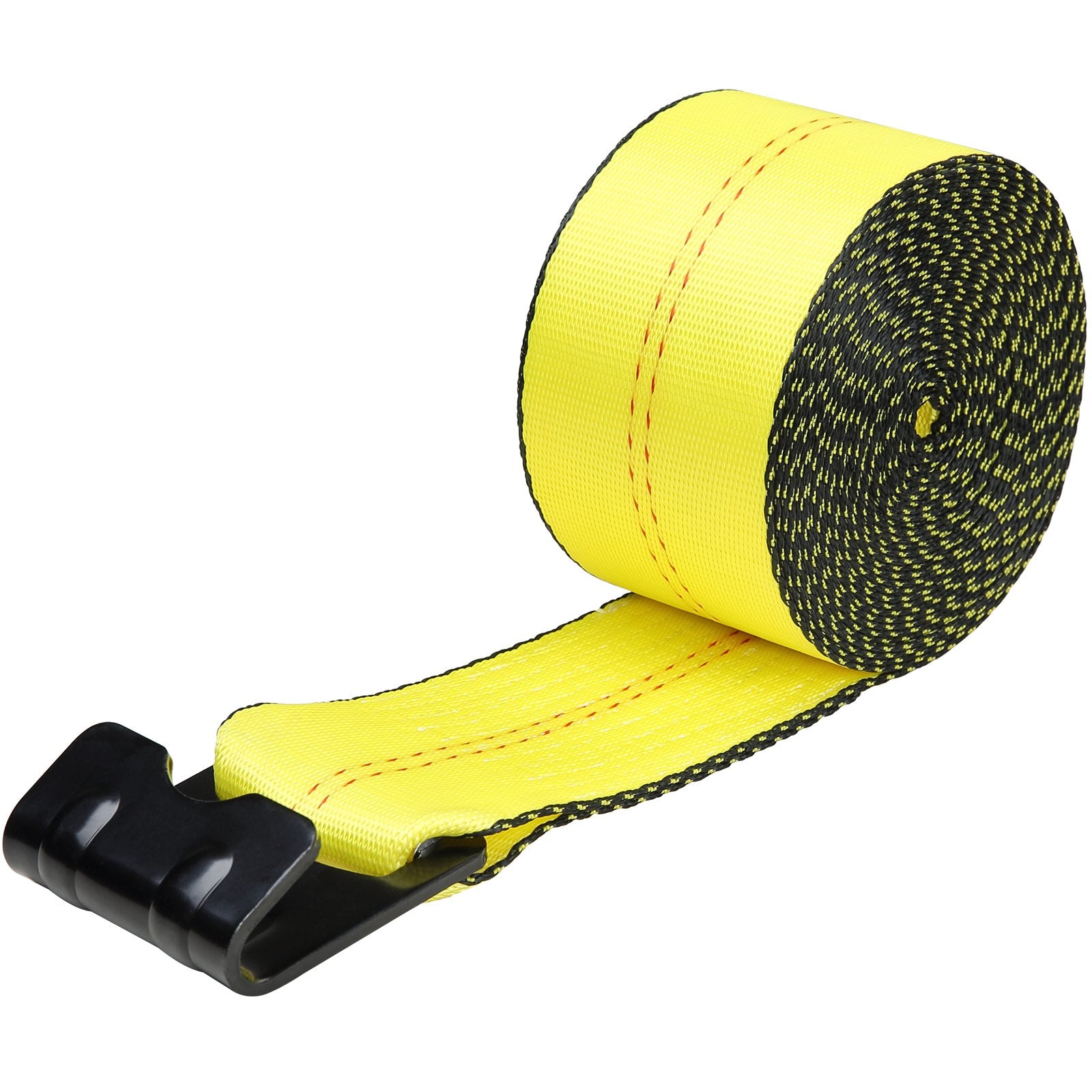 Winch Straps, 4" x 30', 6000 lbs Load Capacity, 18000 lbs Break Strength, Truck Straps with Flat Hook, Flatbed Tie Downs Cargo Control for Trailers, Farms, Rescues, Tree Saver, Yellow (10 Pack)