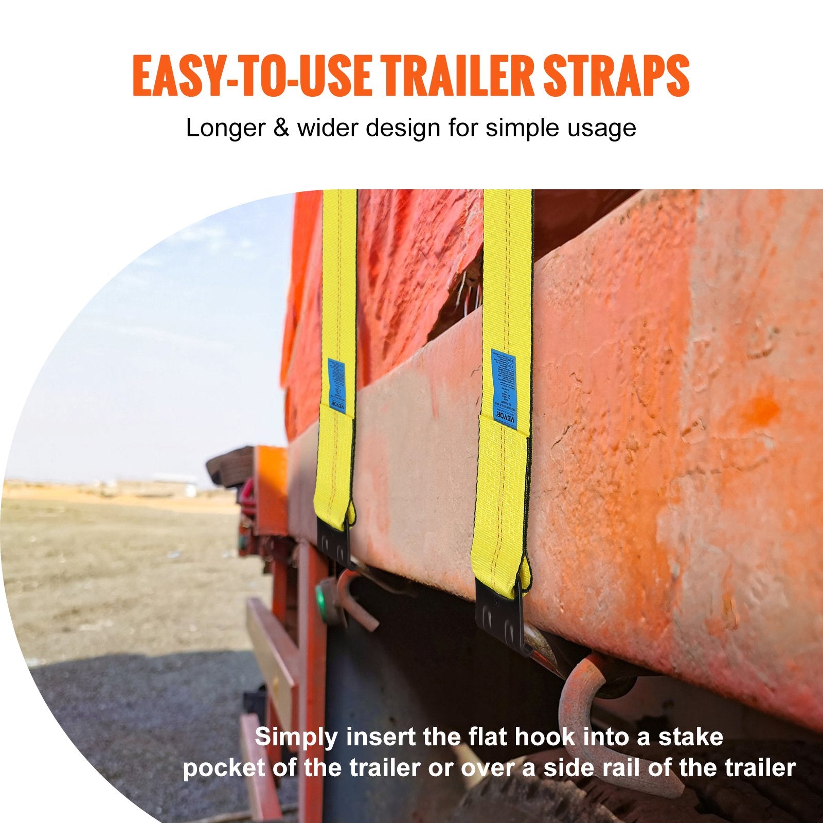 Winch Straps, 4" x 30', 6000 lbs Load Capacity, 18000 lbs Break Strength, Truck Straps with Flat Hook, Flatbed Tie Downs Cargo Control for Trailers, Farms, Rescues, Tree Saver, Yellow (10 Pack)