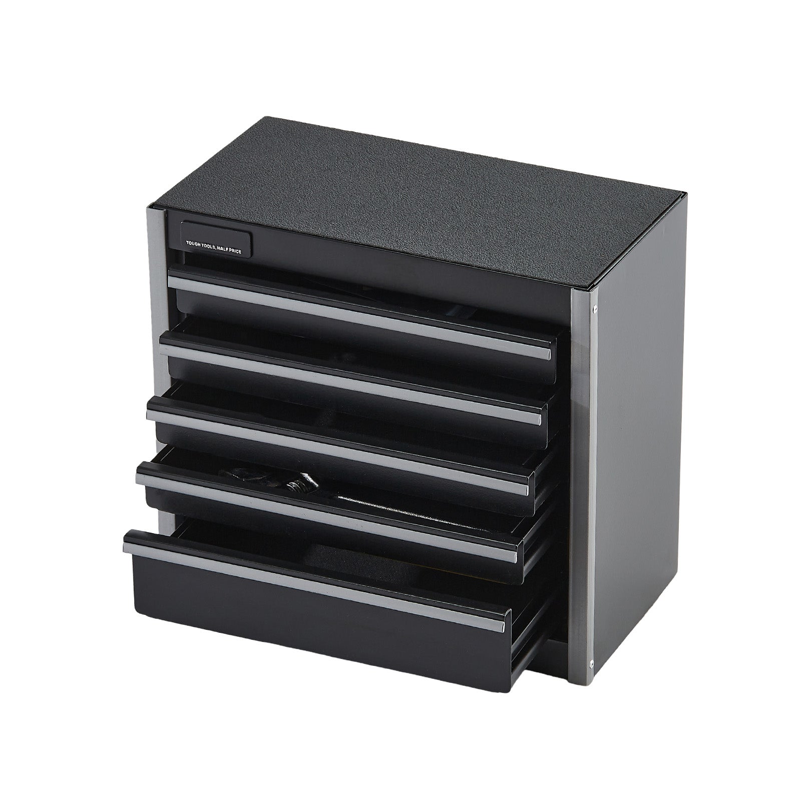 Tool Box 8.6-inch Portable Metal Tool Box with 5 Drawers Tool Organizer Black