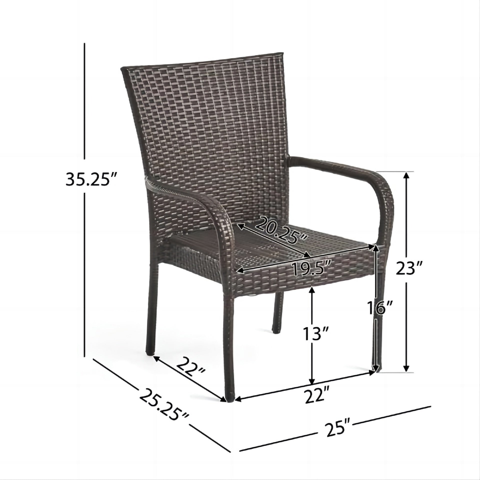LITTLETON PE WICKER STACKING CHAIR,2PCS