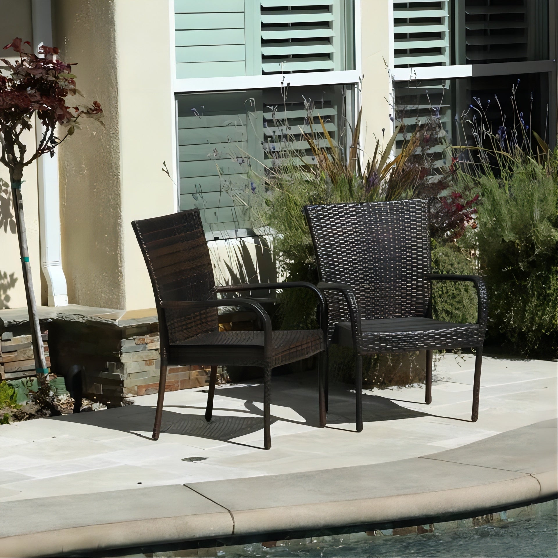 LITTLETON PE WICKER STACKING CHAIR,2PCS
