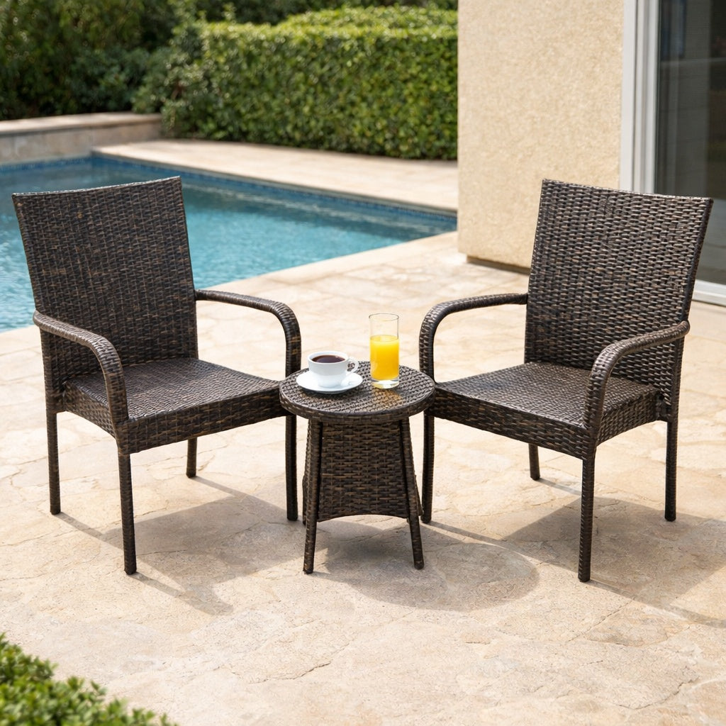 LITTLETON PE WICKER STACKING CHAIR,2PCS