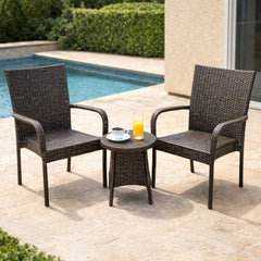 LITTLETON PE WICKER STACKING CHAIR,2PCS