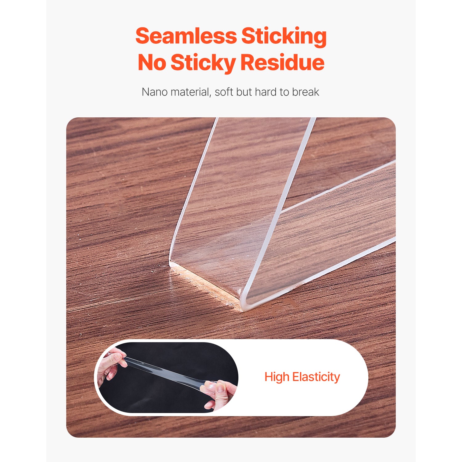 Double Sided Tape Heavy Duty, 16 ft Long Nano Mounting Tape, Strong Adhesive & Reusable, Clear Two Sided Wall Tape, Removable Poster Picture Hanging Strips for Home, Office, Car, Outdoor Use