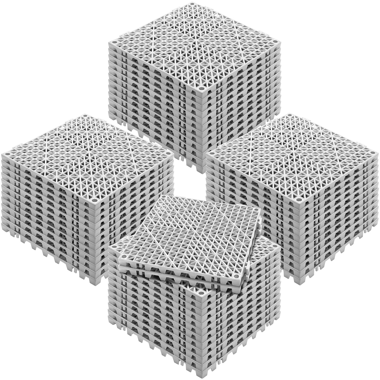 Interlocking Tile 50PCS Gray, Drainage Tiles 12" x 12" Splicing, PVC Interlocking Drainage Floor Tiles, Non-Slip Drainage Holes for Restroom, Bathroom, Kitchen, Pool, Wet Areas