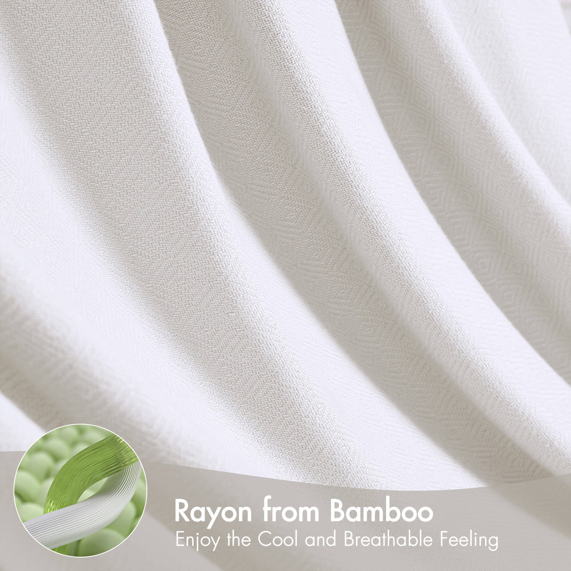 1-Piece Full/Queen Rayon from Bamboo Cotton Blanket, White