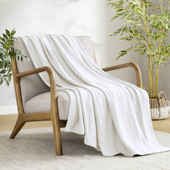 1-Piece Full/Queen Rayon from Bamboo Cotton Blanket, White