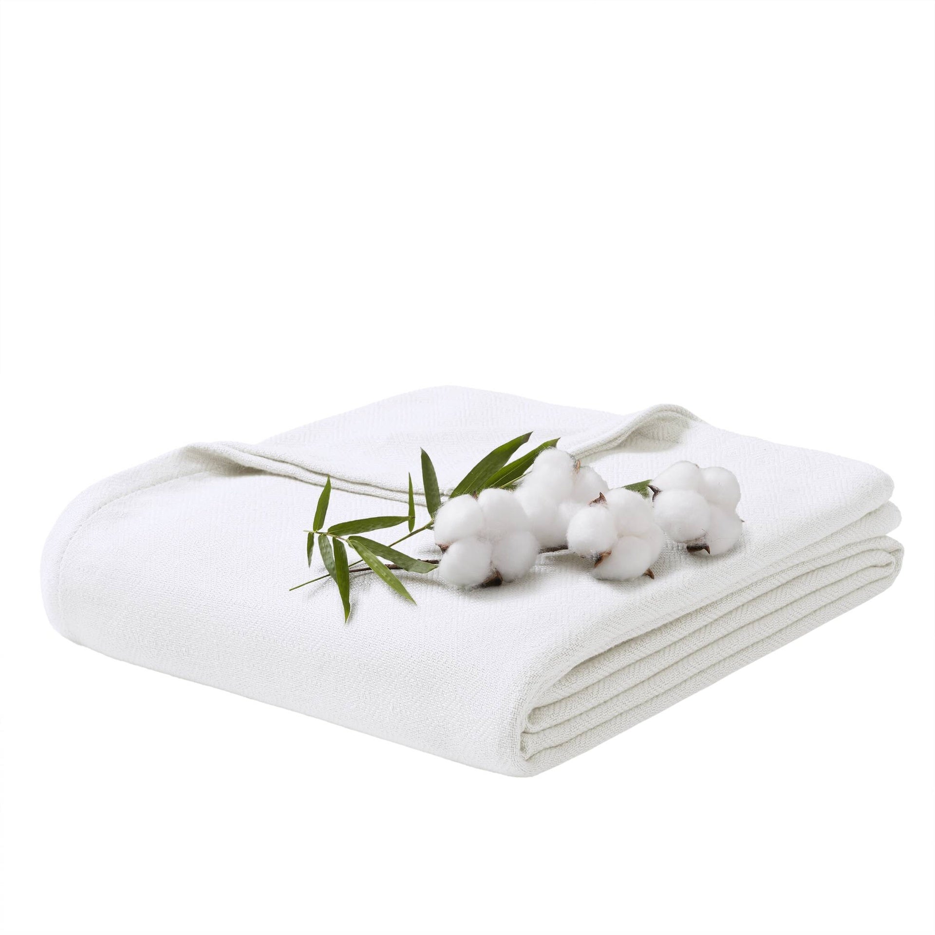1-Piece Full/Queen Rayon from Bamboo Cotton Blanket, White