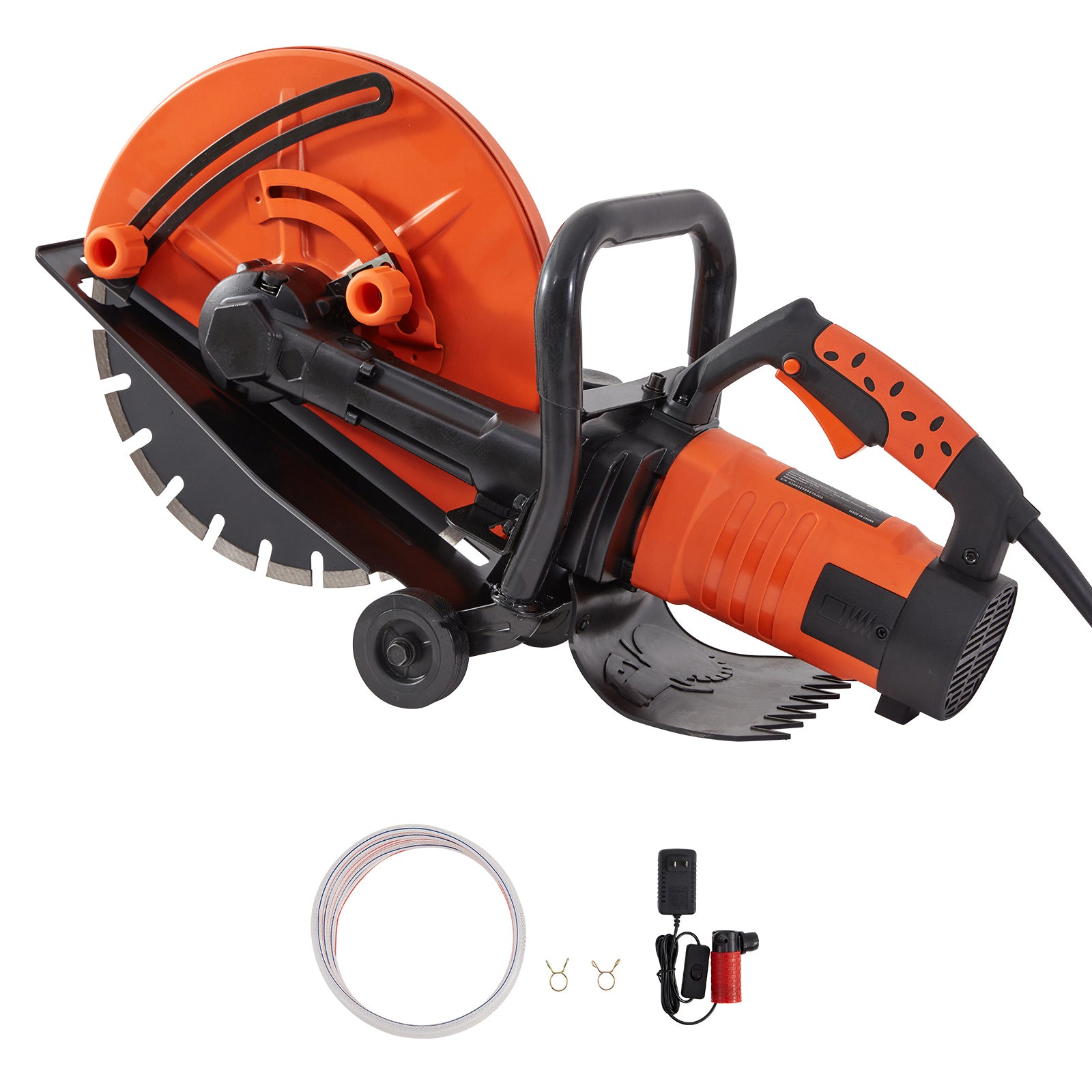 Electric Concrete Saw, 14 in Circular Saw Cutter with 5 in Cutting Depth, Wet/Dry Disk Saw Cutter Includes Water Line, Pump and Blade, for Stone, Brick, Porcelain, Concrete, 3200W/15A Motor
