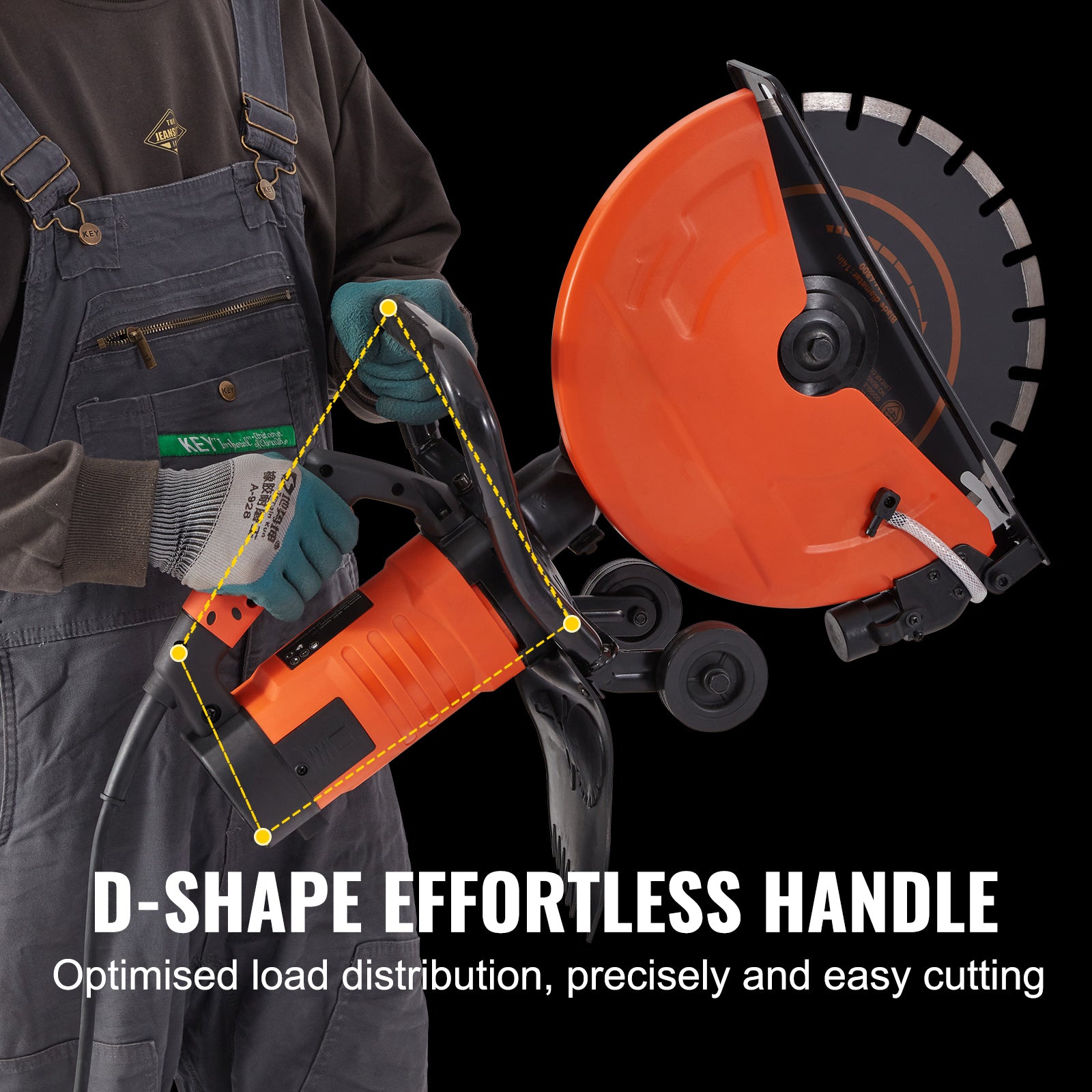 Electric Concrete Saw, 14 in Circular Saw Cutter with 5 in Cutting Depth, Wet/Dry Disk Saw Cutter Includes Water Line, Pump and Blade, for Stone, Brick, Porcelain, Concrete, 3200W/15A Motor