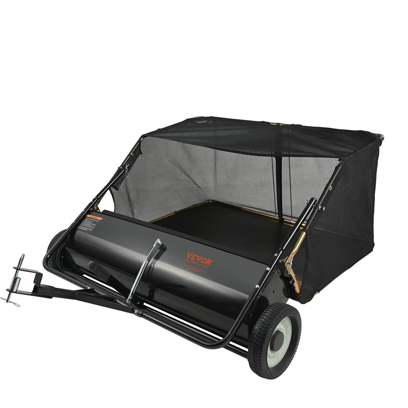 50" Tow Behind Lawn Sweeper 26 Cu. Ft. Leaf & Grass Collector Adjustable Height